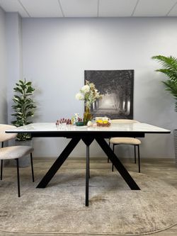 Стол DL1600 черный/керамика белая глянец