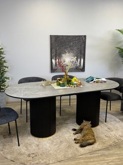 Стол KENNER LD2000 черный/керамика мрамор серый