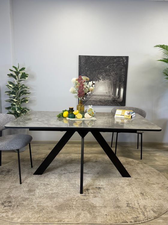 Стол DL1600 черный/керамика серая глянец