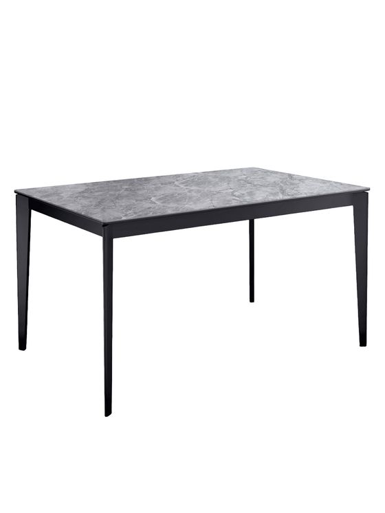 Стол KENNER KR1400 черный/керамика мрамор серый глянец