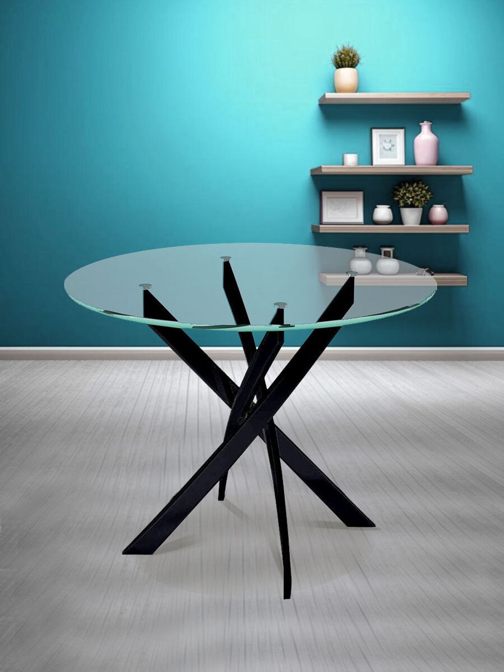 Стол KENNER R1000  черный/стекло прозрачное