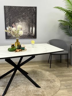 Стол Kenner BR1300, черный/керамика GLORIA WHITE