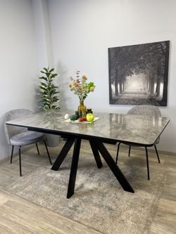 Стол DL1300 черный/керамика серая глянец