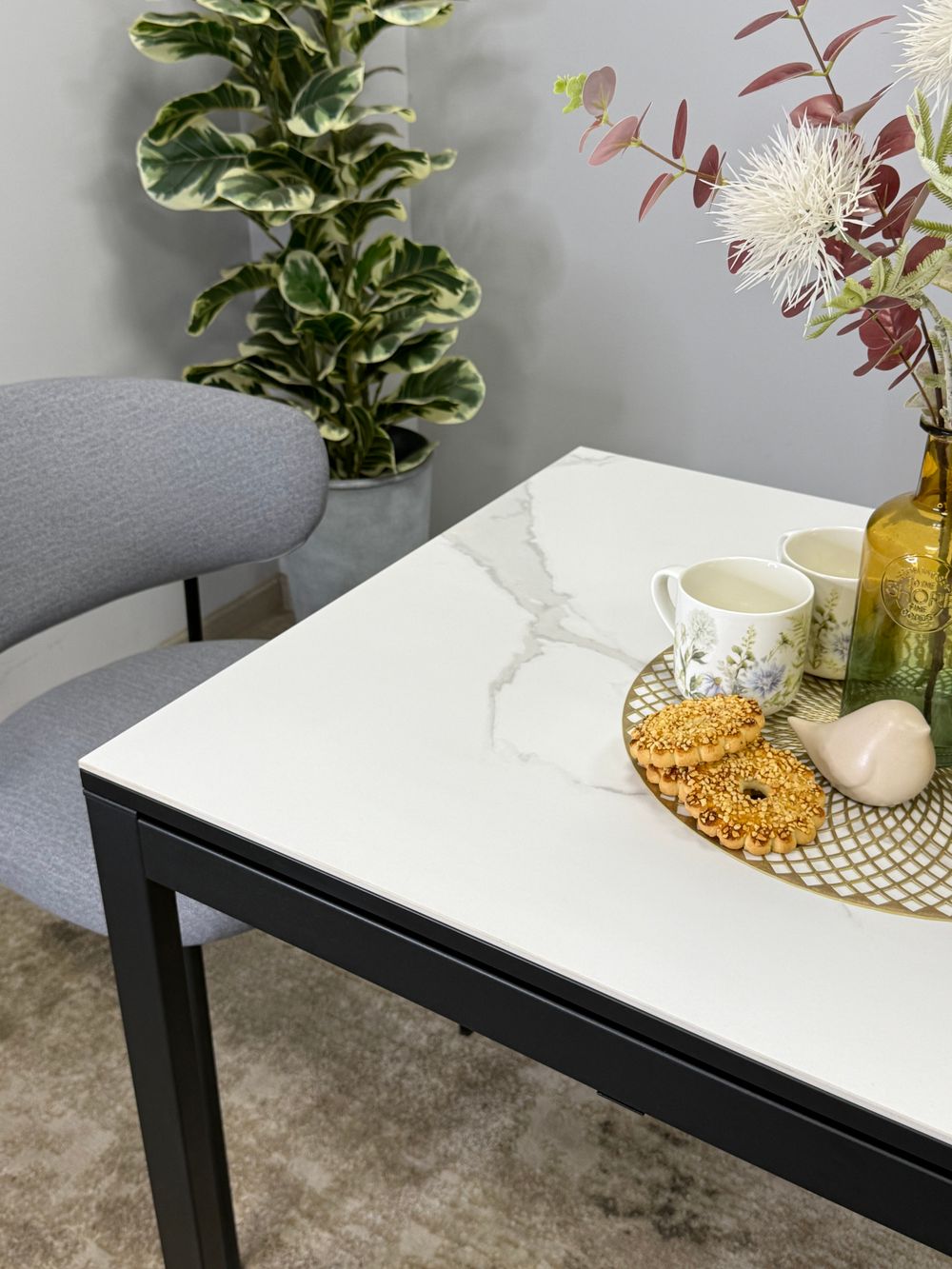 Стол KENNER LK1000 черный/керамика GLORIA WHITE