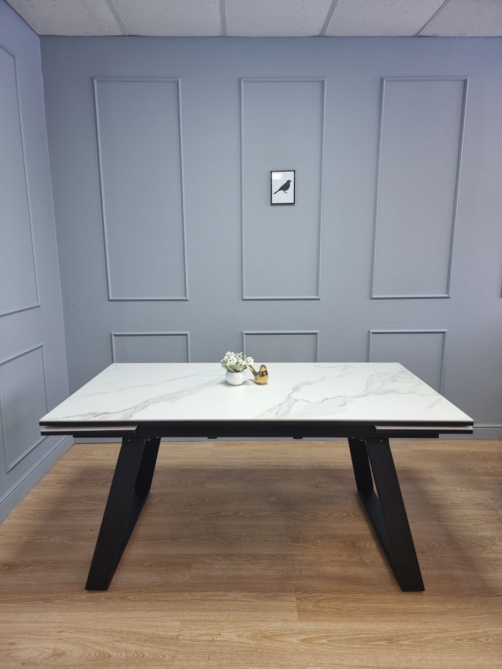 Стол KENNER ML1400 черный/керамика мрамор белый