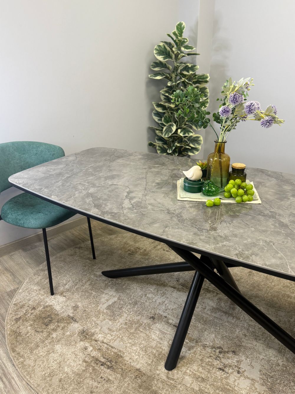 Стол KENNER DF2000 черный/керамика белая глянец