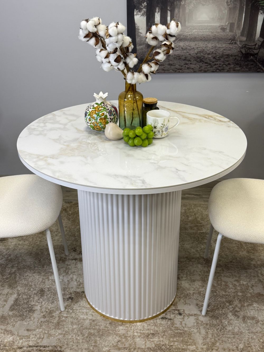 Стол Kenner LD900, белый/керамика мрамор белый глянец