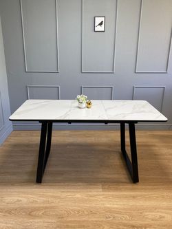 Стол KENNER AZ1200 черный/керамика мрамор белый