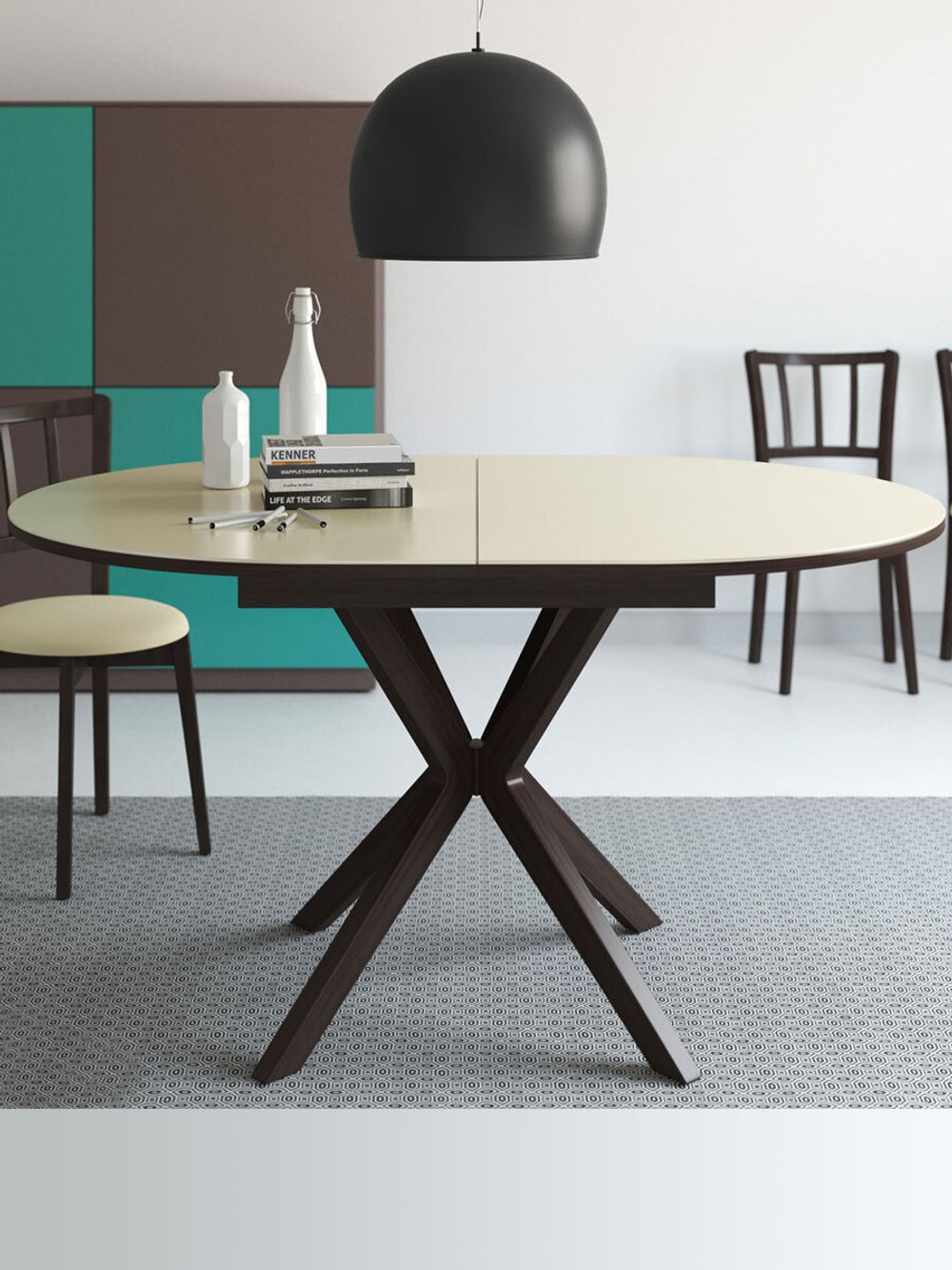 Стол KENNER B1300 венге/стекло крем сатин