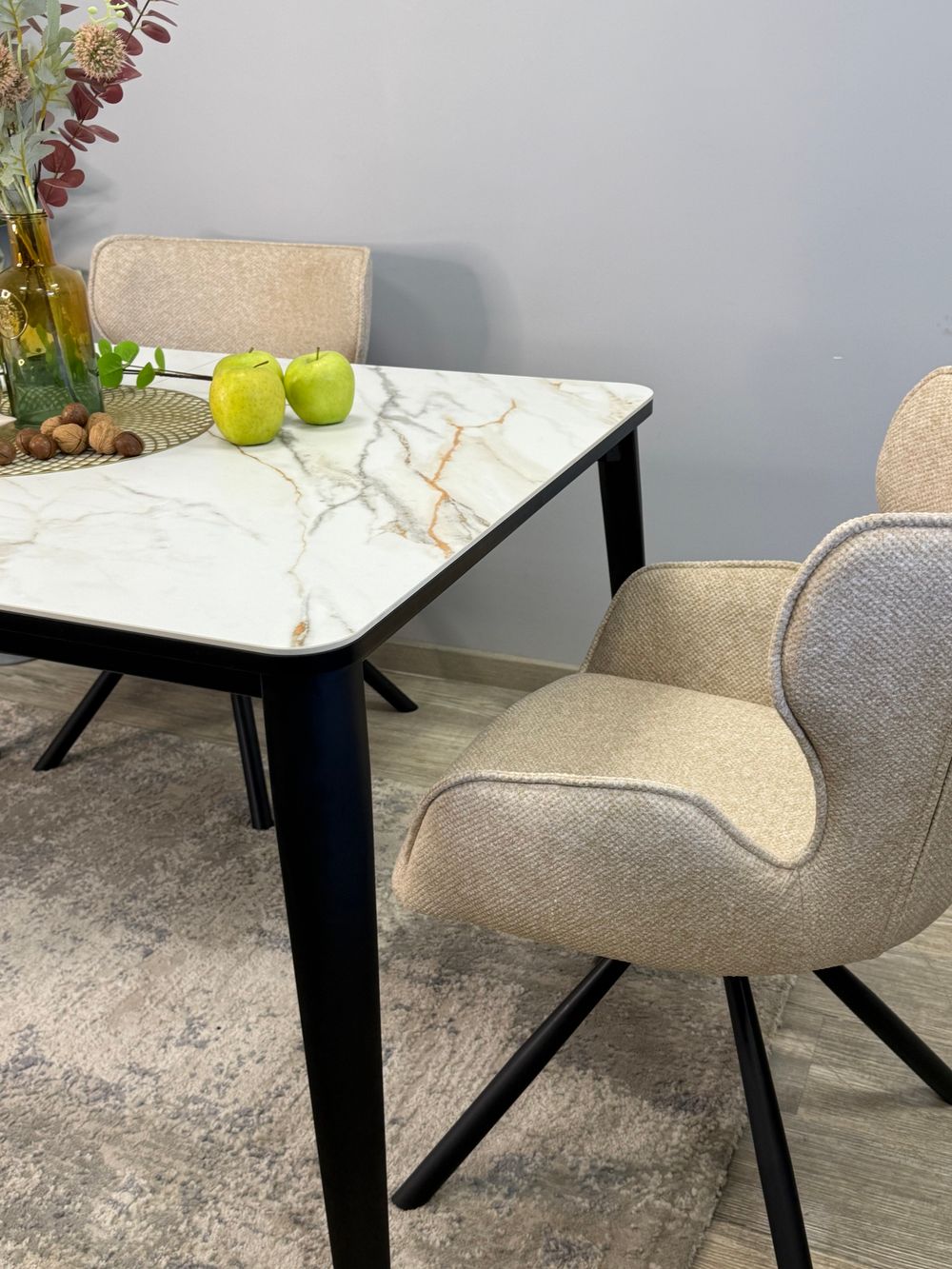 Стол KENNER KS1200 черный/керамика мрамор золотой