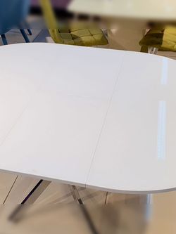 Стол KENNER R1100 белый/стекло белое глянец