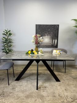 Стол DL1600 черный/керамика серая глянец