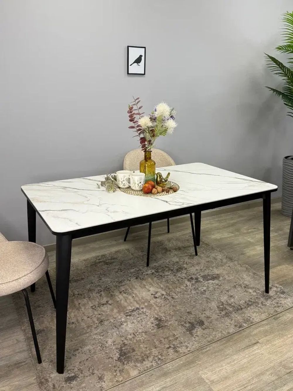 Стол KENNER KS1400 черный/керамика мрамор золотой