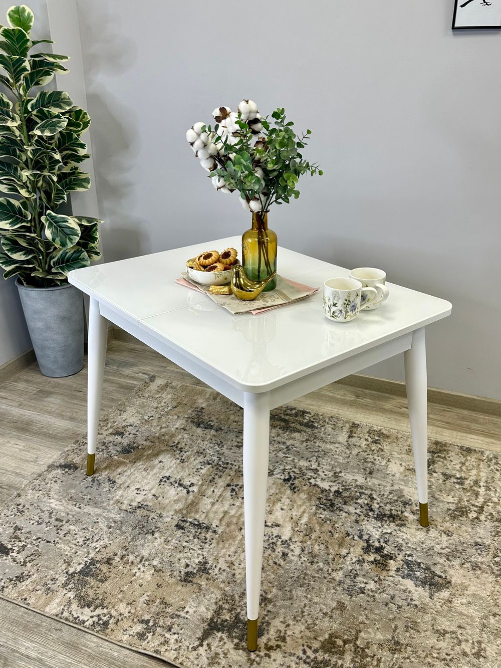 Стол KENNER 900K белый/стекло белое глянец