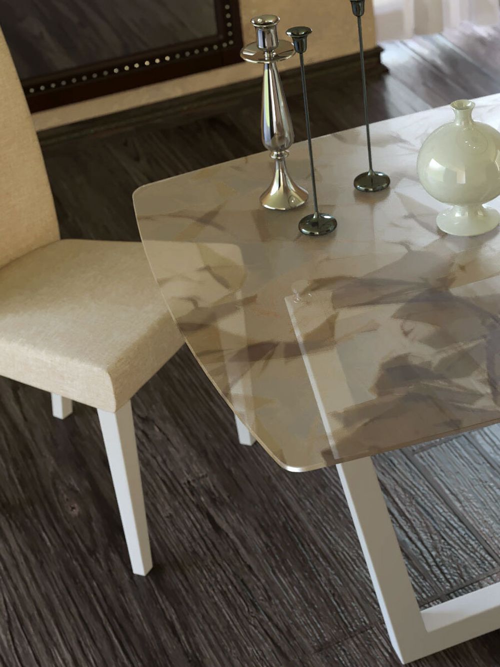 Стол KENNER X1400 венге/стекло триплекс листья