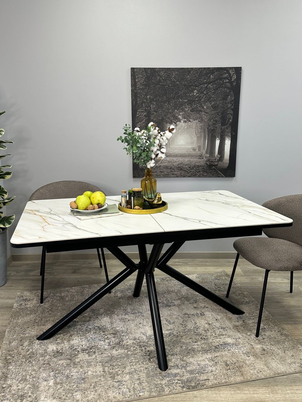 Стол KENNER DM1400 черный/керамика золотая