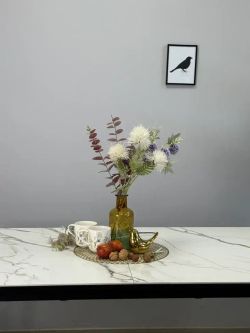 Стол KENNER KS1400 черный/керамика мрамор золотой