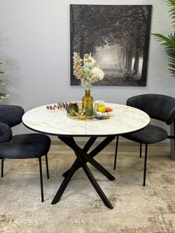 Стол Kenner R1100s, черный/керамика мрамор белый глянец