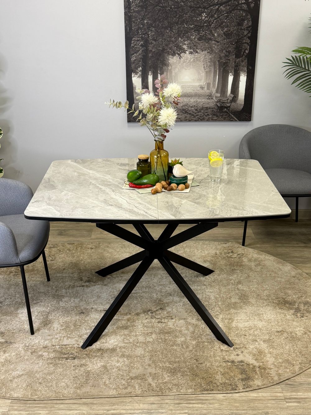 Стол Kenner BR1200, черный/керамика ITALIAN MIDDLE GRAY