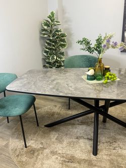 Стол KENNER DF2000 черный/керамика белая глянец