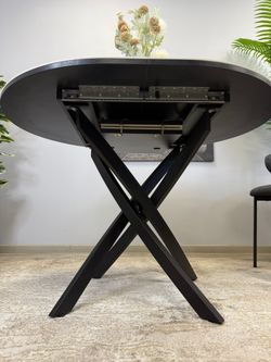 Стол Kenner R1100s, черный/керамика мрамор белый глянец