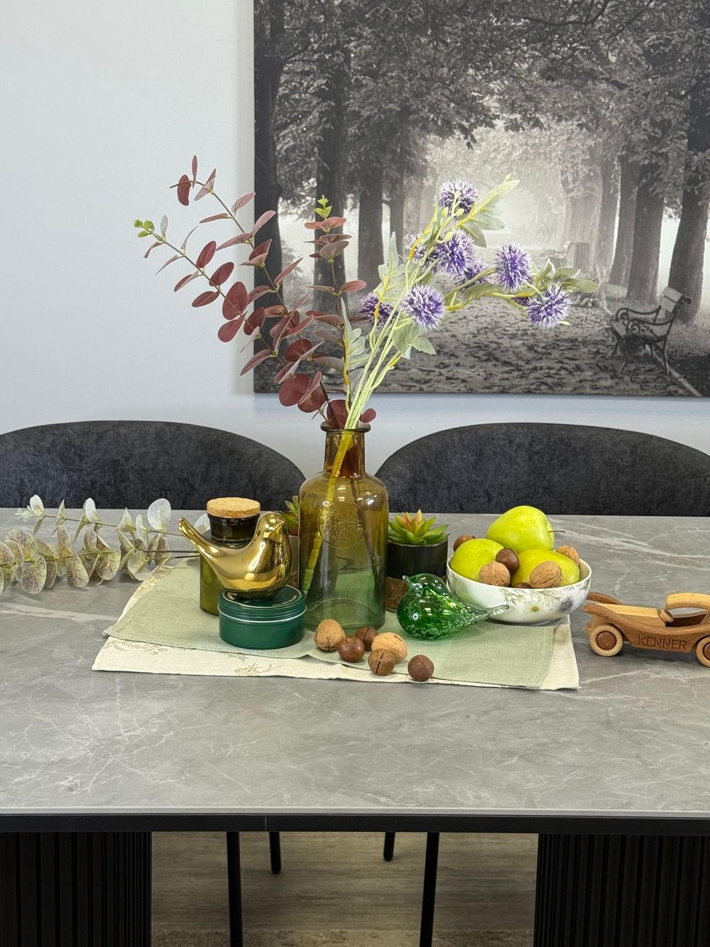 Стол KENNER LD2000 черный/керамика мрамор серый