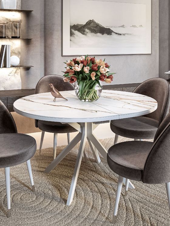 Стол KENNER DO1100 белый/керамика мрамор белый