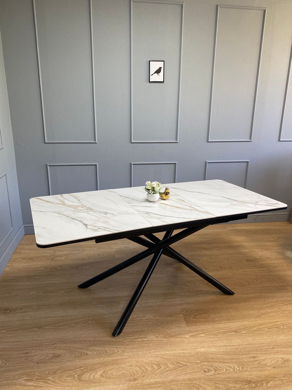 Стол KENNER DK1200 черный/керамика мрамор золотой