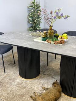 Стол KENNER LD2000 черный/керамика мрамор серый