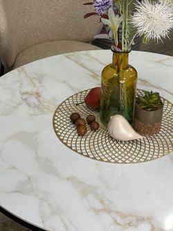 Стол KENNER RR900 черный/керамика мрамор белый глянец