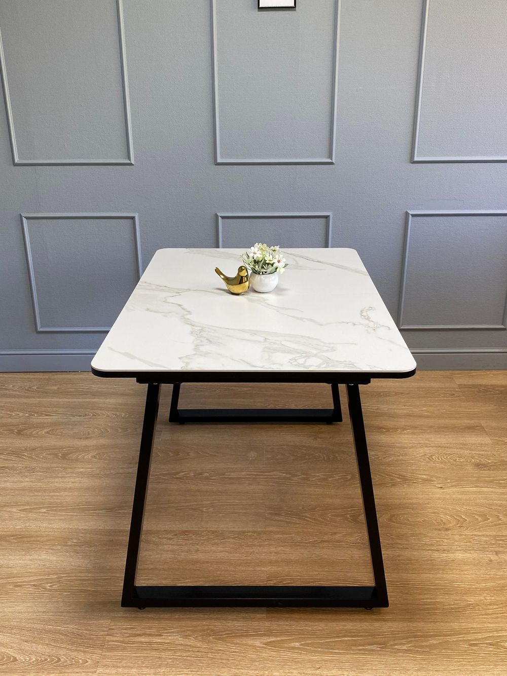 Стол KENNER AZ1200 черный/керамика мрамор белый