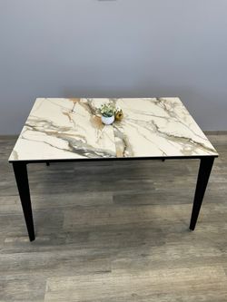 Стол KENNER KR1200 черный/керамика мрамор золотой глянец