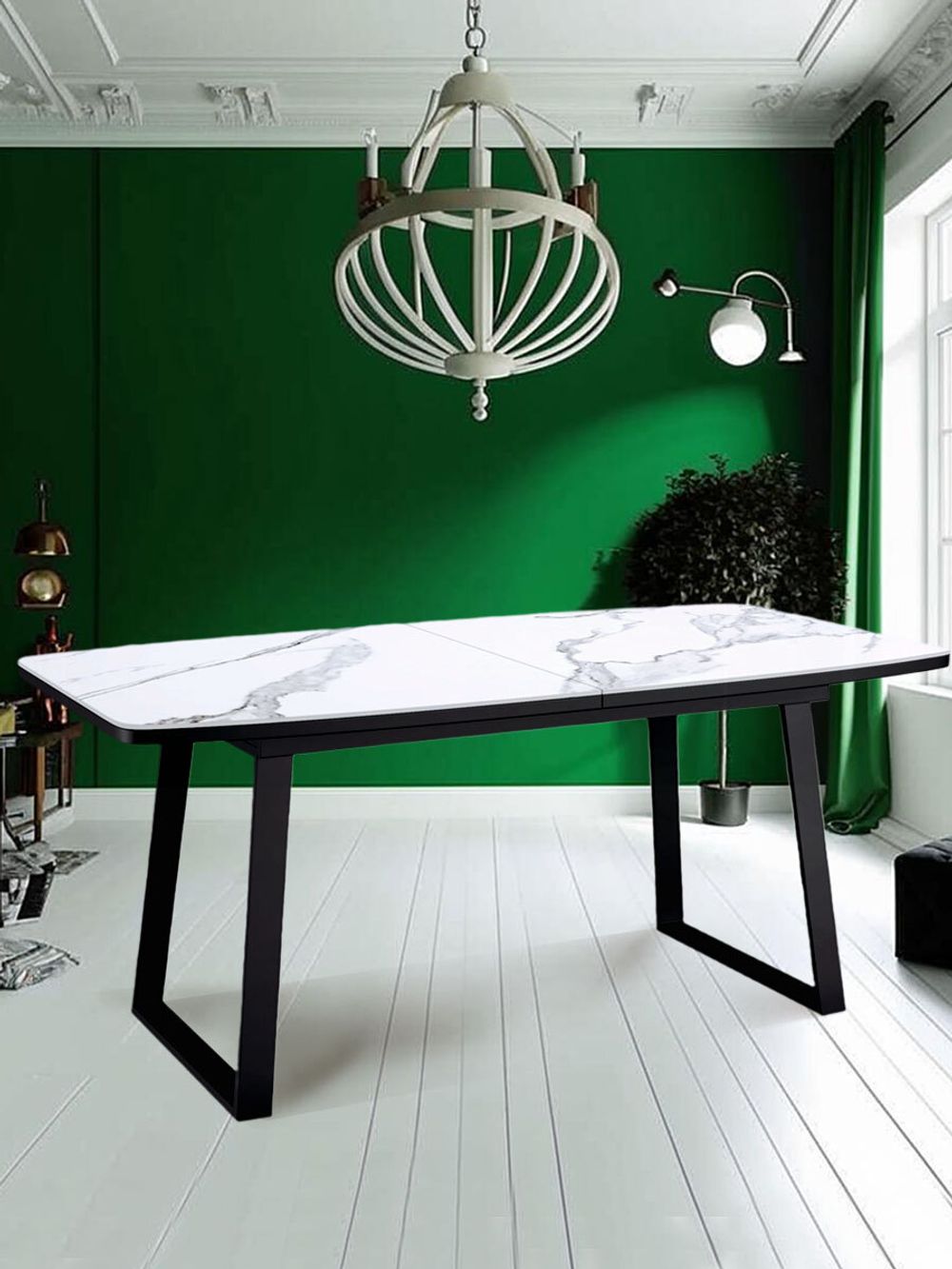 Стол KENNER AZ1400 черный/керамика белая