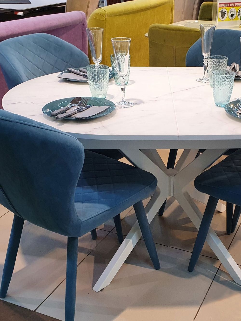 Стол KENNER B1300 белый/стекло камень белый сатин