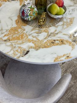 Стол KENNER LD1000 белый/керамика мрамор золотой глянец