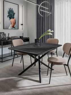 Стол KENNER DK1200 черный/керамика мрамор черный