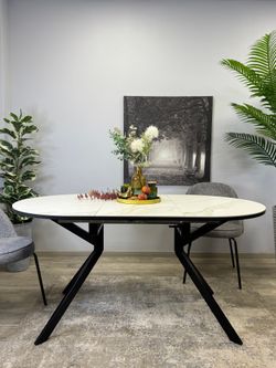 Стол KENNER DO1100 черный/керамика мрамор белый