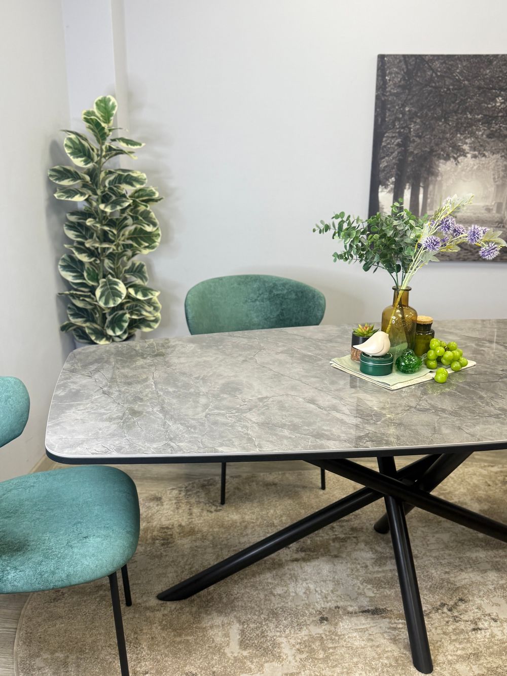 Стол KENNER DF2000 черный/керамика белая глянец