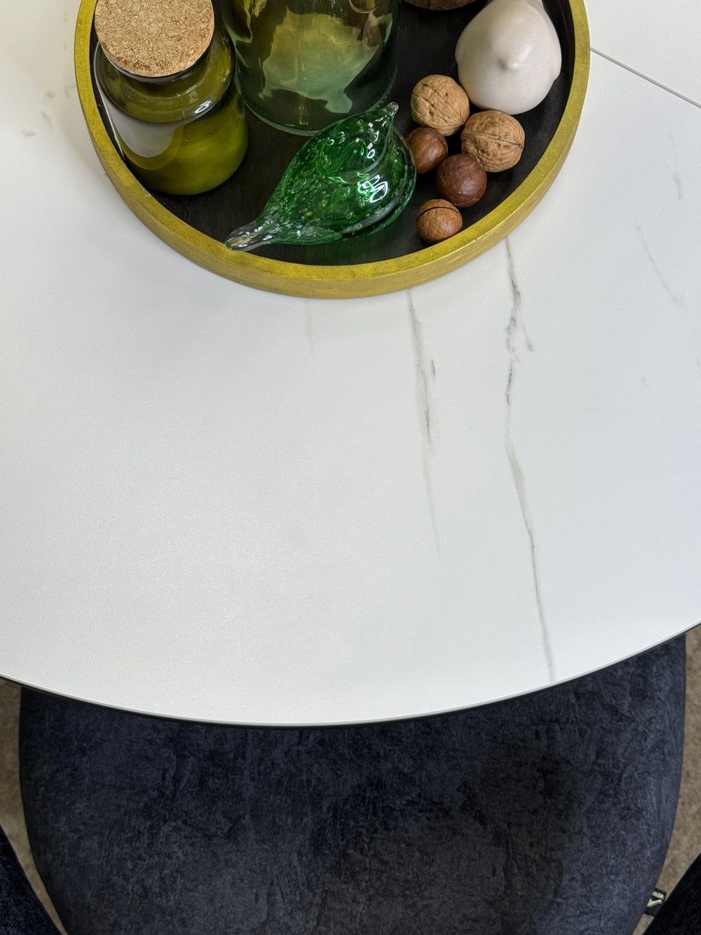 Стол KENNER R1000s черный/керамика мрамор белый