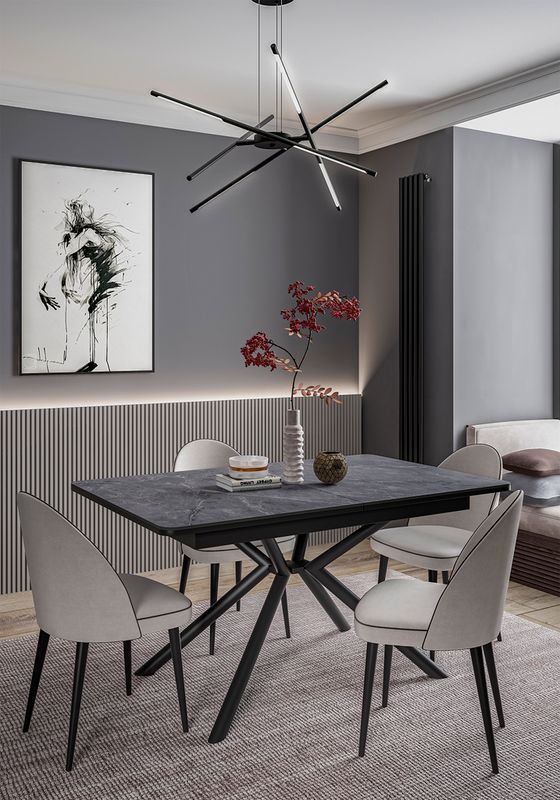 Стол KENNER DC1300 черный/керамика мрамор черный