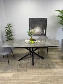 Стол KENNER DF1550 черный/керамика серая глянец