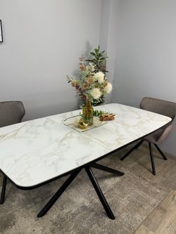 Стол DF1250 черный/керамика белая глянец